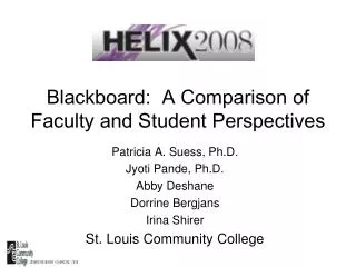 Blackboard: A Comparison of Faculty and Student Perspectives