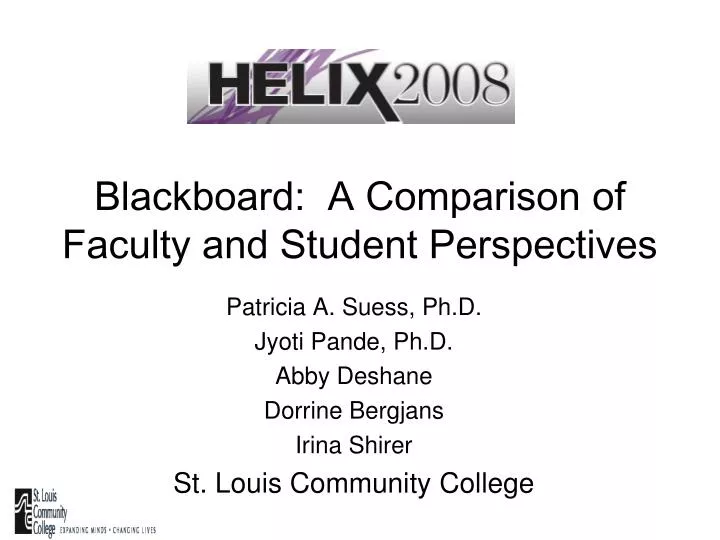 blackboard a comparison of faculty and student perspectives