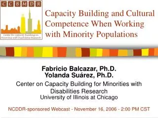 Capacity Building and Cultural Competence When Working with Minority Populations