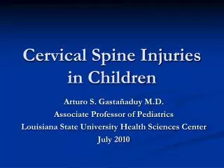 Cervical Spine Injuries in Children