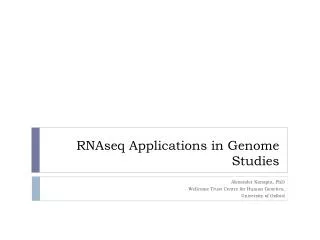 RNAseq Applications in Genome Studies
