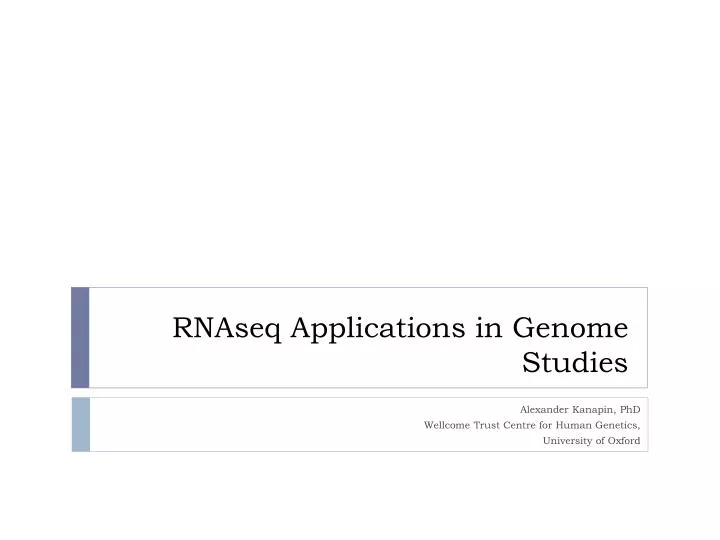 rnaseq applications in genome studies