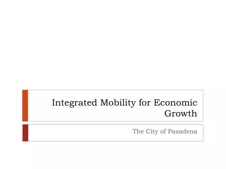 integrated mobility for economic growth