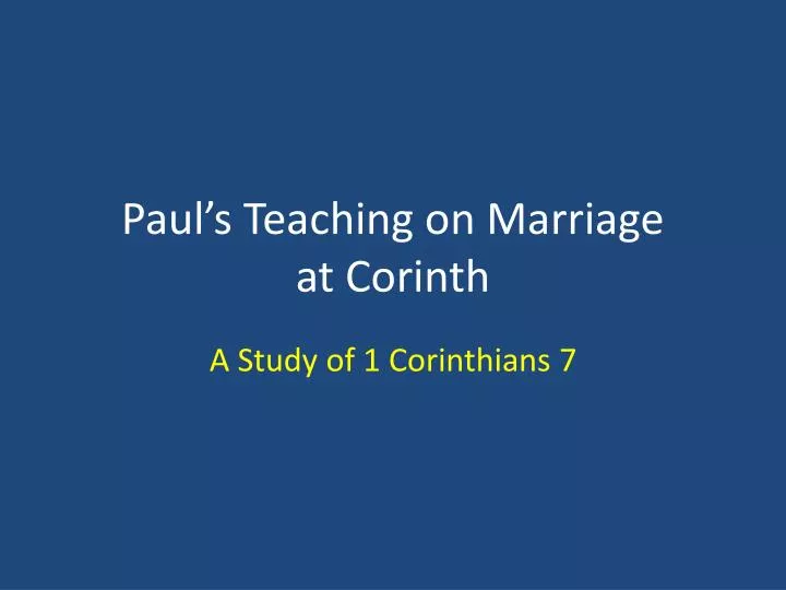 paul s teaching on marriage at corinth