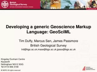 Developing a generic Geoscience Markup Language: GeoSciML
