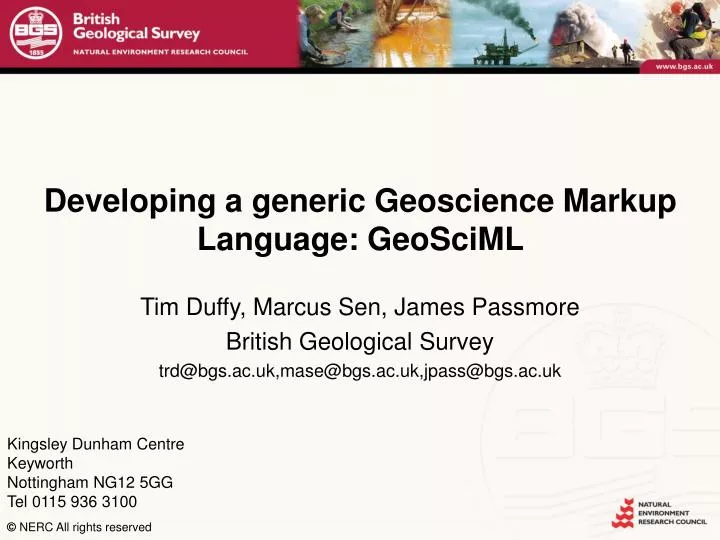 developing a generic geoscience markup language geosciml