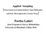 Applied Sampling [ Notes based on Graham Kalton’s Sage Publication and Prof. Jim Lepkowski’s Lecture Notes ] - slide 1