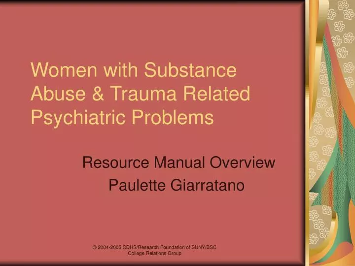 women with substance abuse trauma related psychiatric problems