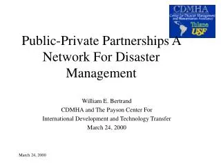 Public-Private Partnerships A Network For Disaster Management