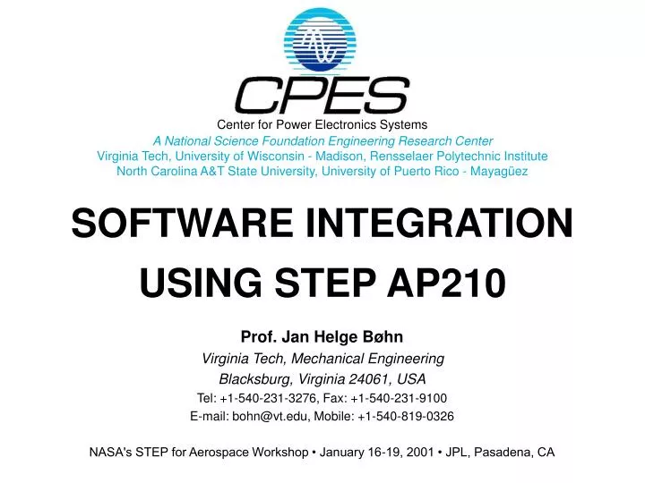 software integration using step ap210