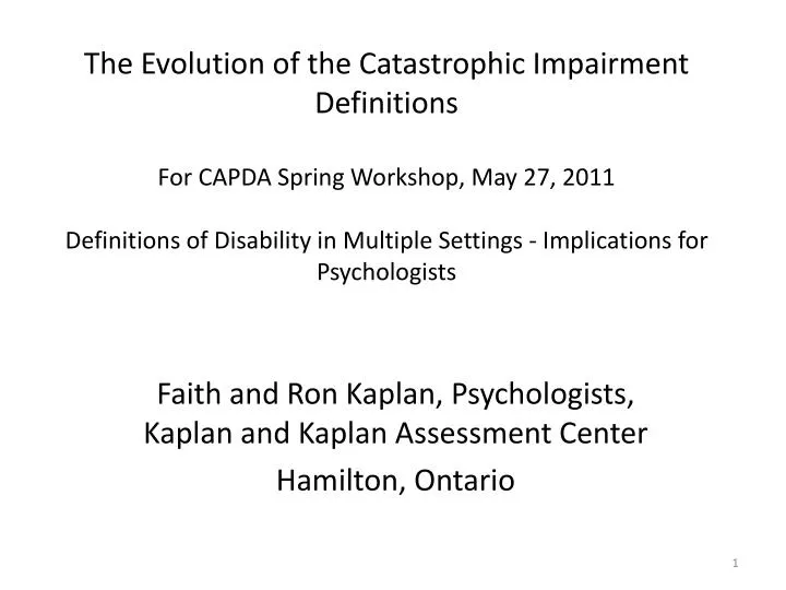 faith and ron kaplan psychologists kaplan and kaplan assessment center hamilton ontario