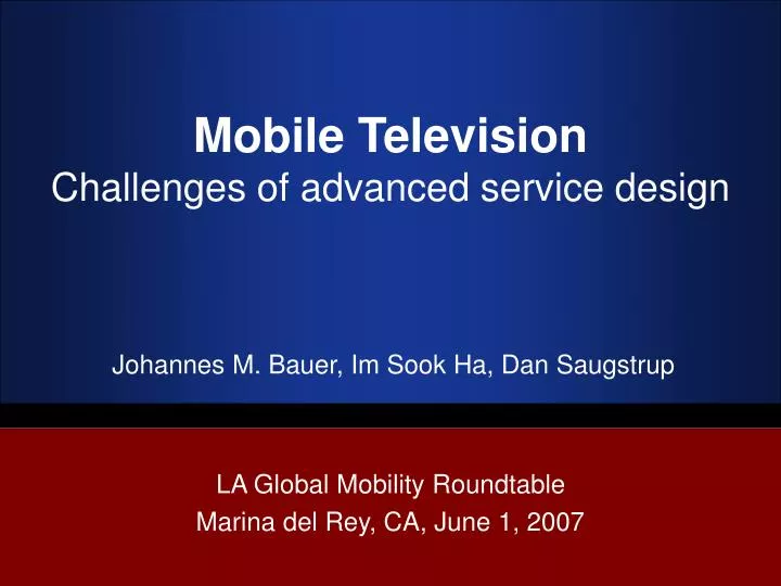mobile television challenges of advanced service design