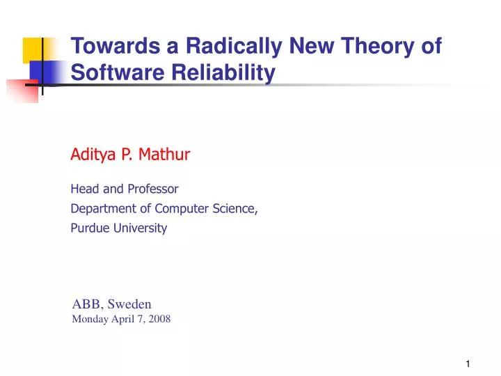 towards a radically new theory of software reliability