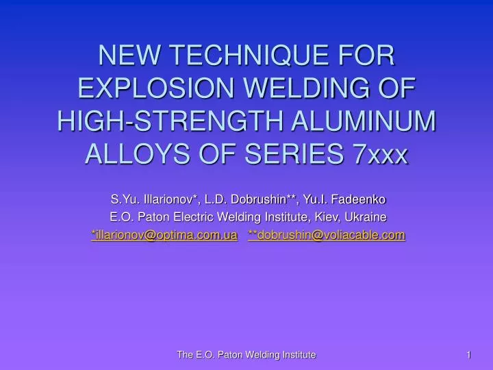 new technique for explosion welding of high strength aluminum alloys of series 7xxx