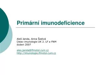 Primární imunodeficience