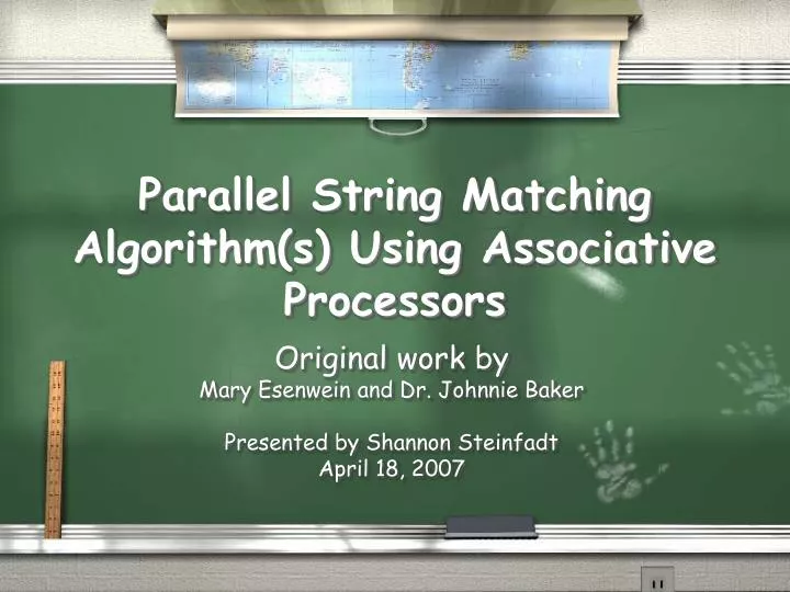 parallel string matching algorithm s using associative processors