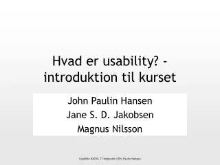 Hvad er usability? - introduktion til kurset