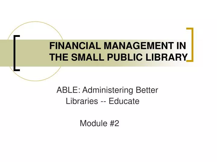 financial management in the small public library