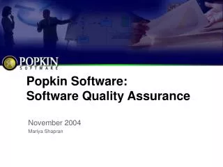 Popkin Software: Software Quality Assurance