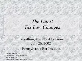The Latest Tax Law Changes