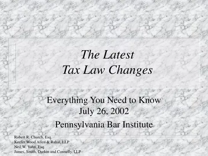 the latest tax law changes