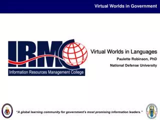 Virtual Worlds in Government