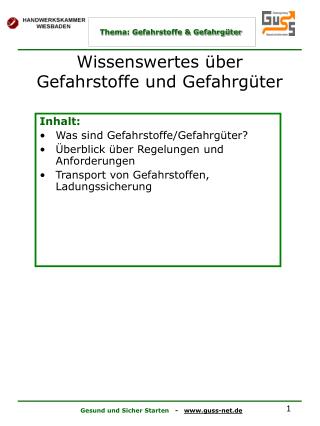 Wissenswertes über Gefahrstoffe und Gefahrgüter