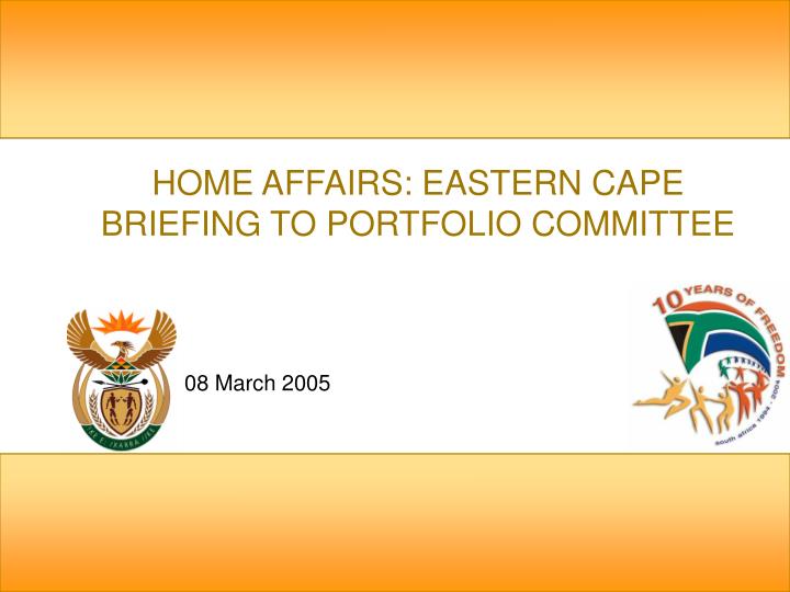 home affairs eastern cape briefing to portfolio committee