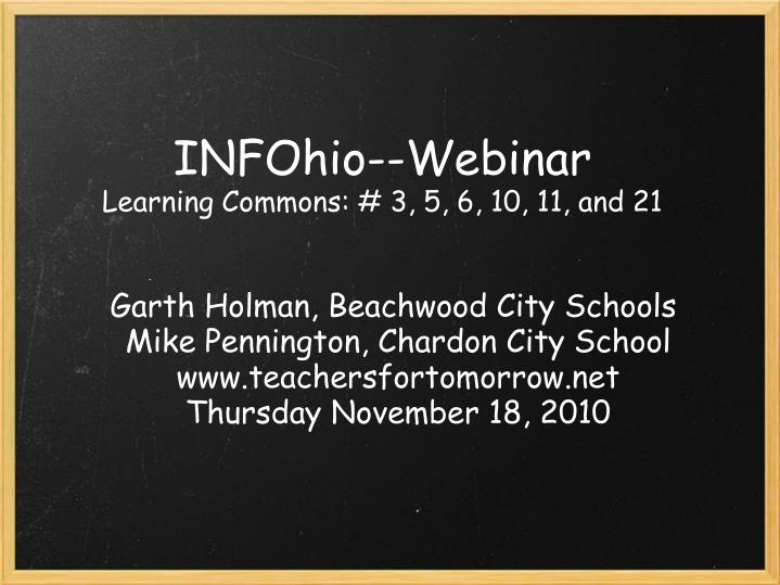 infohio webinar learning commons 3 5 6 10 11 and 21