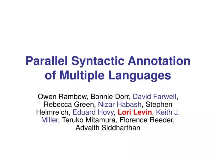 parallel syntactic annotation of multiple languages