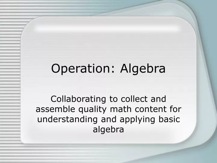 operation algebra