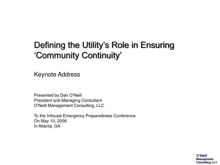 defining the utility s role in ensuring community continuity