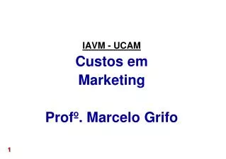 IAVM - UCAM Custos em Marketing Profº. Marcelo Grifo