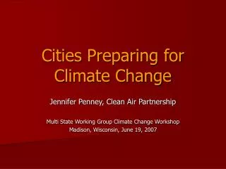 Cities Preparing for Climate Change