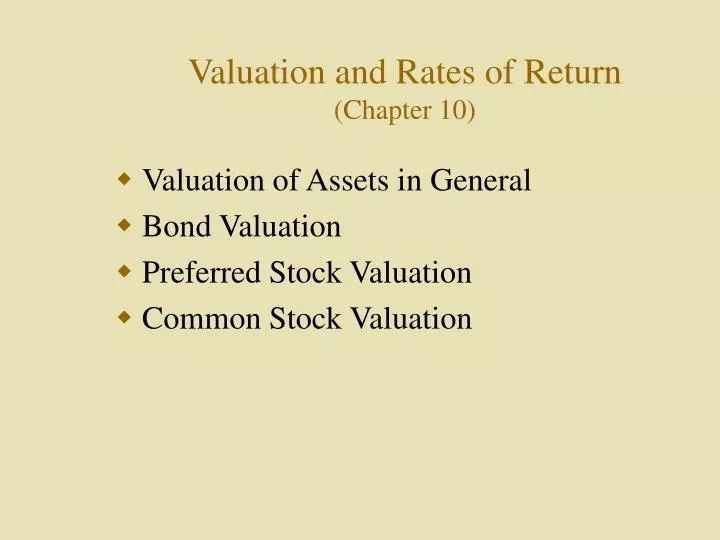 valuation and rates of return chapter 10