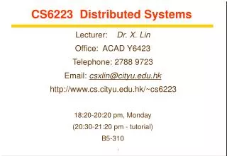 CS6223 Distributed Systems