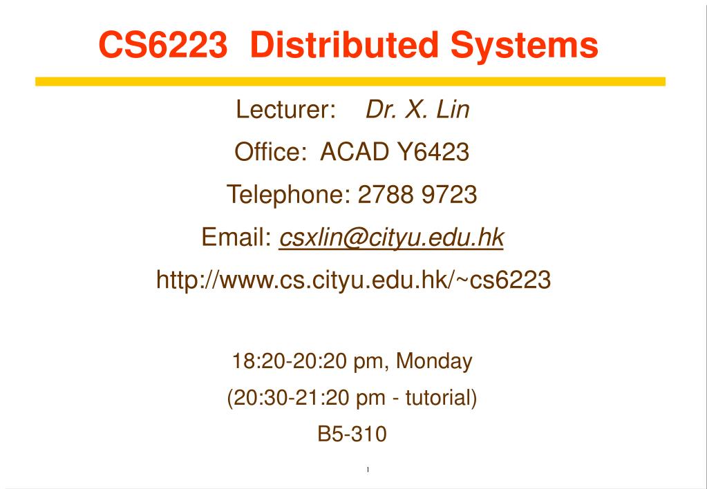 PPT - CS6223 Distributed Systems PowerPoint Presentation, free download ...