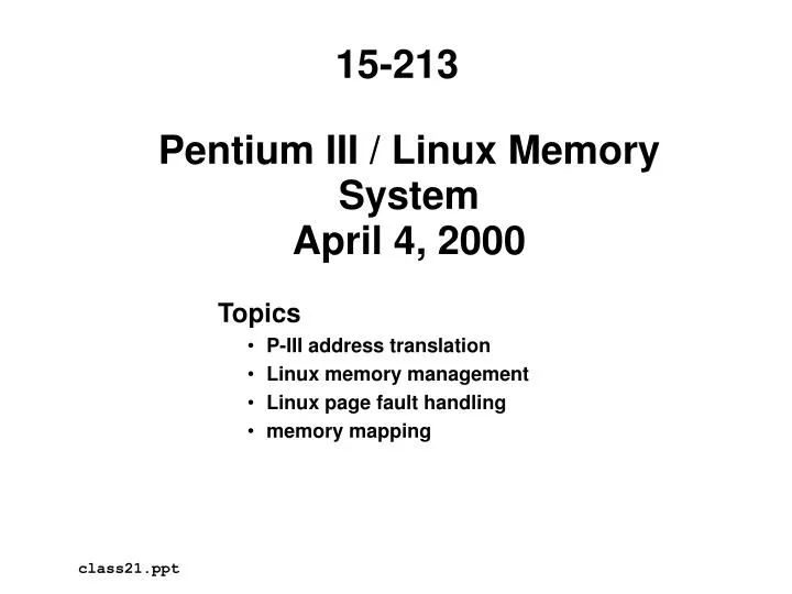 pentium iii linux memory system april 4 2000