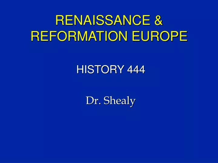 renaissance reformation europe