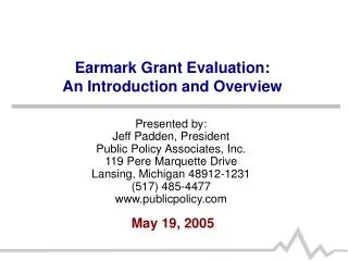 Earmark Grant Evaluation: An Introduction and Overview
