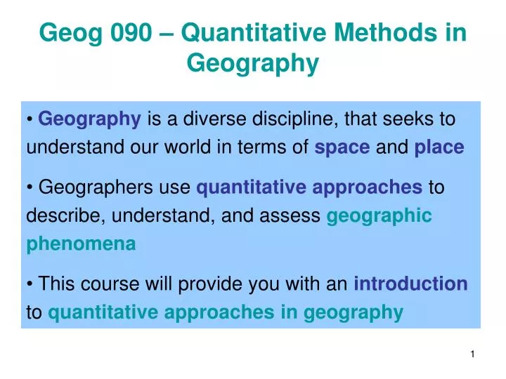 geog 090 quantitative methods in geography