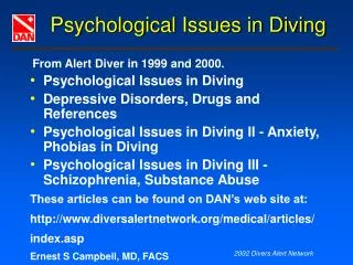 Psychological Issues in Diving