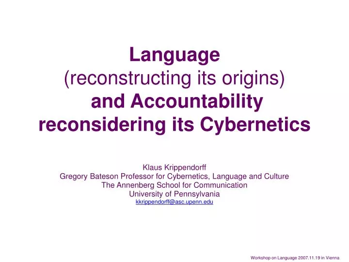 language reconstructing its origins and accountability reconsidering its cybernetics