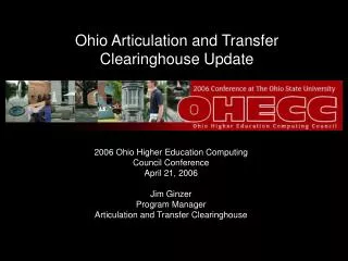 Ohio Articulation and Transfer Clearinghouse Update
