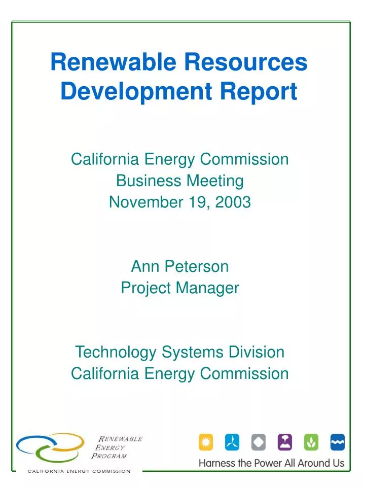 renewable resources development report