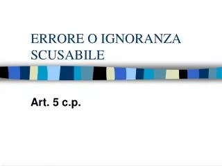 errore o ignoranza scusabile