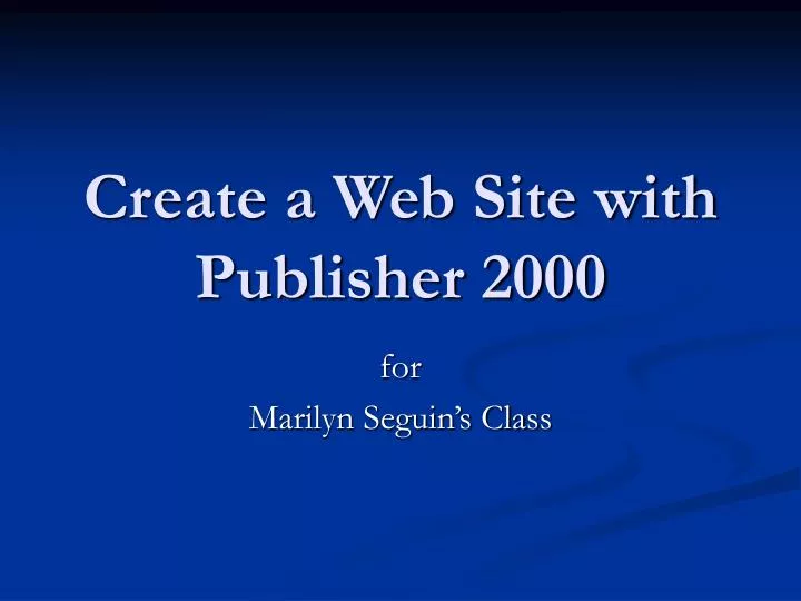 create a web site with publisher 2000