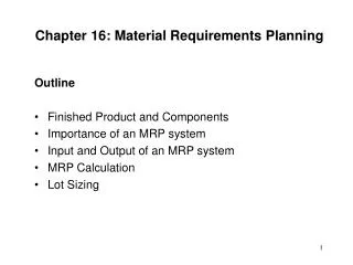 Chapter 16: Material Requirements Planning