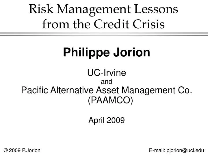 risk management lessons from the credit crisis