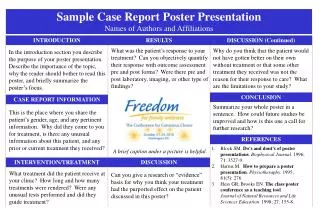 Sample Case Report Poster Presentation Names of Authors and Affiliations